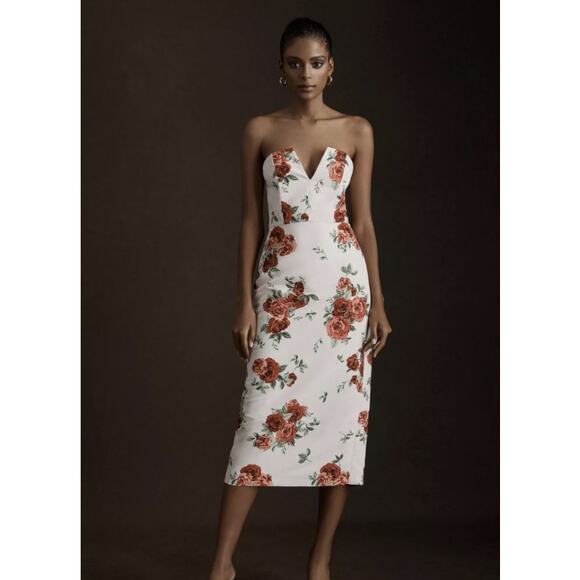 Sachin & Babi Nora Rose Notch Neck Taffeta Midi Dress - Picture 2 of 10